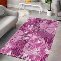 Hawaii Area Rug Magenta Polynesian Monstera Patterns - Polynesian Pride