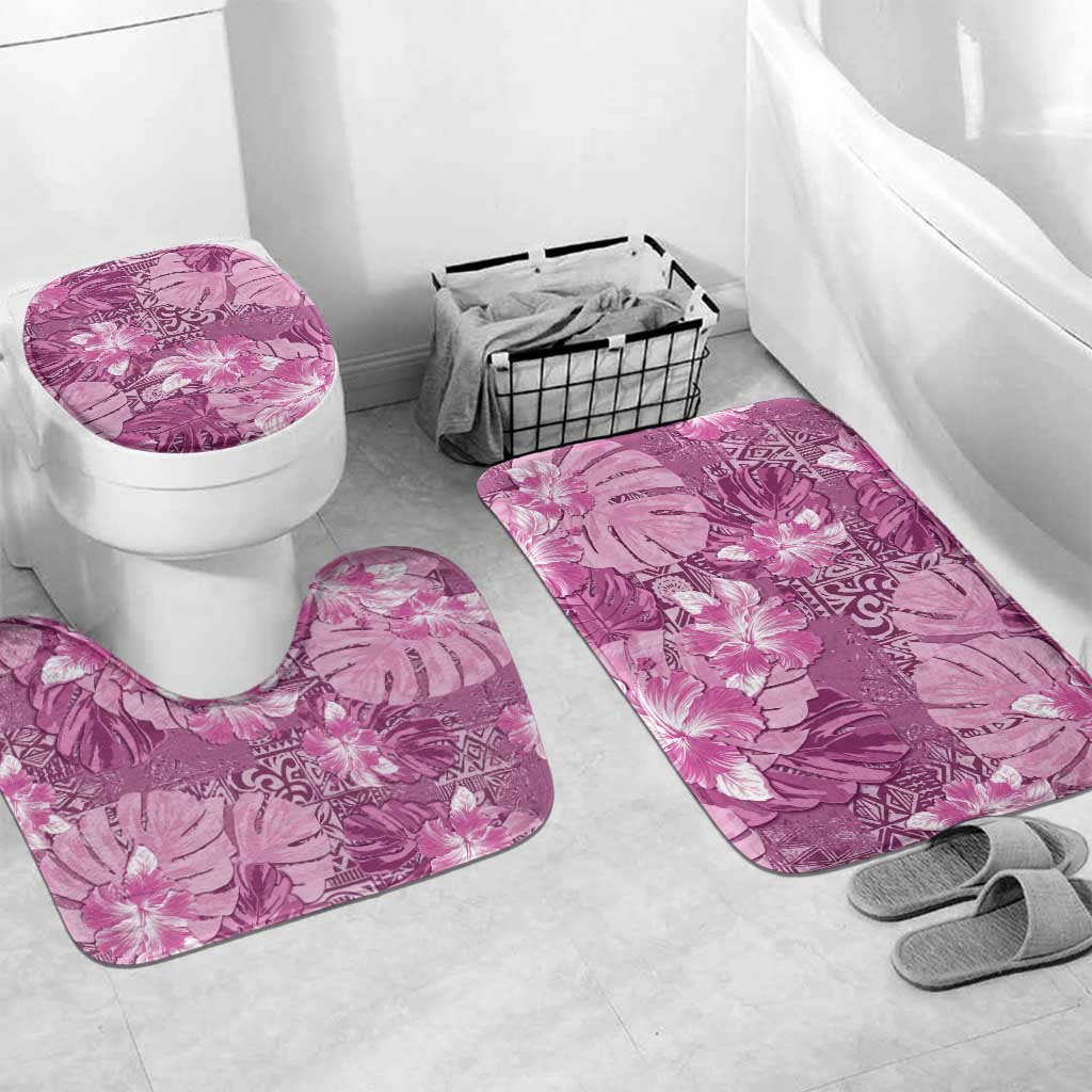 Hawaii Bathroom Set Magenta Polynesian Monstera Patterns - Polynesian Pride