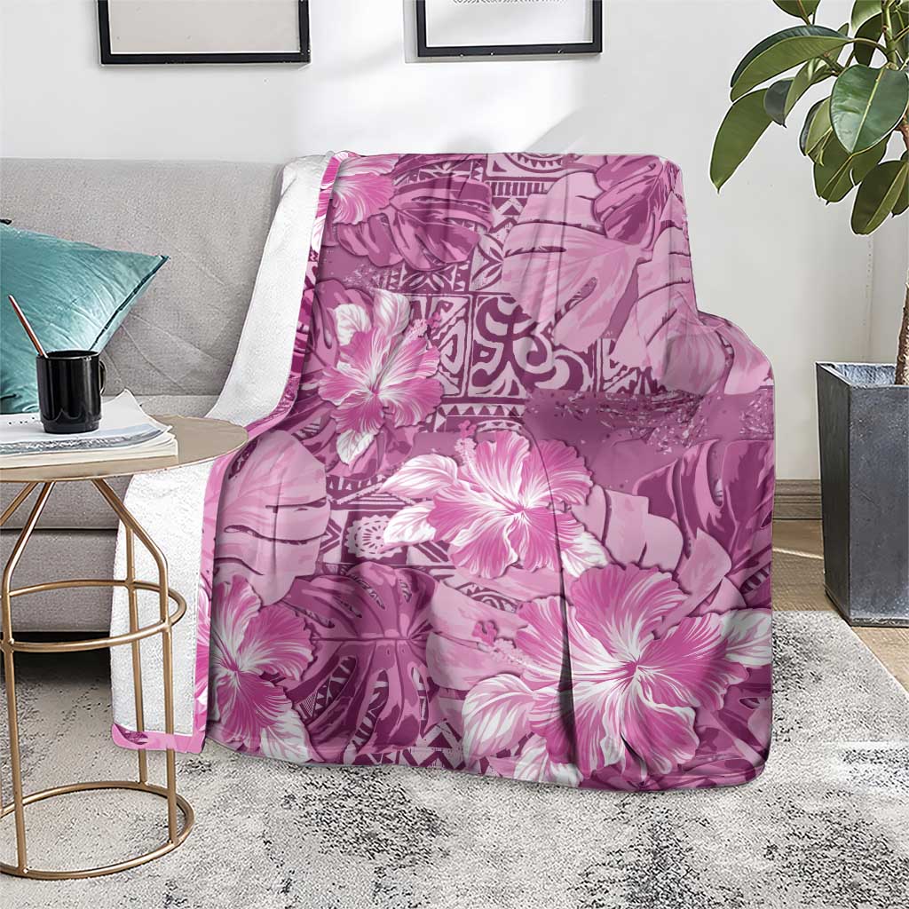 Hawaii Blanket Magenta Polynesian Monstera Patterns - Polynesian Pride