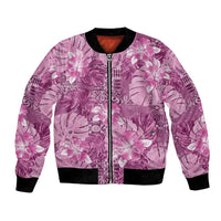 Hawaii Bomber Jacket Magenta Polynesian Monstera Patterns - Polynesian Pride