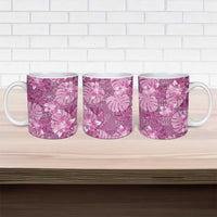 Hawaii Ceramic Mug Magenta Polynesian Monstera Patterns - Polynesian Pride