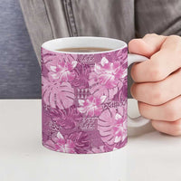 Hawaii Ceramic Mug Magenta Polynesian Monstera Patterns - Polynesian Pride