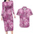 Hawaii Couples Matching Long Sleeve Bodycon Dress and Hawaiian Shirt Magenta Polynesian Monstera Patterns - Polynesian Pride