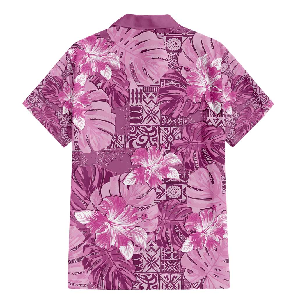 Hawaii Family Matching Mermaid Dress and Hawaiian Shirt Magenta Polynesian Monstera Patterns - Polynesian Pride