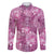 Hawaii Family Matching Off The Shoulder Long Sleeve Dress and Hawaiian Shirt Magenta Polynesian Monstera Patterns - Polynesian Pride