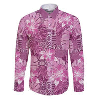 Hawaii Family Matching Puletasi and Hawaiian Shirt Magenta Polynesian Monstera Patterns - Polynesian Pride