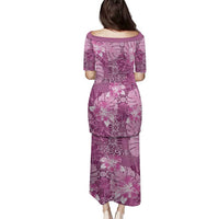 Hawaii Family Matching Puletasi and Hawaiian Shirt Magenta Polynesian Monstera Patterns - Polynesian Pride