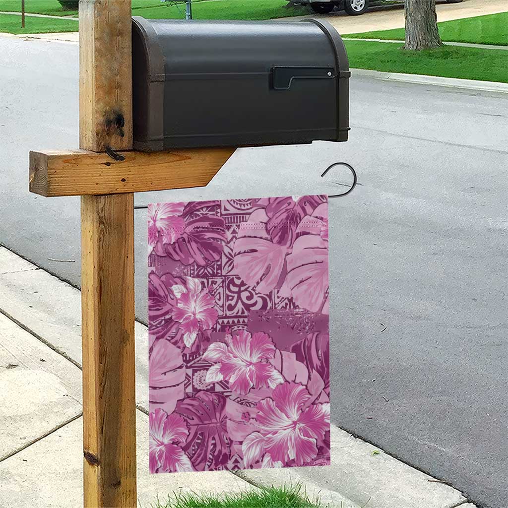 Hawaii Garden Flag Magenta Polynesian Monstera Patterns - Polynesian Pride