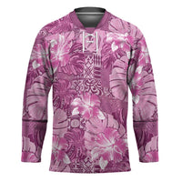 Hawaii Hockey Jersey Magenta Polynesian Monstera Patterns - Polynesian Pride