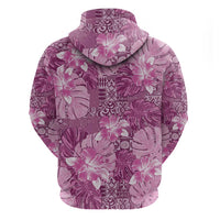 Hawaii Hoodie Magenta Polynesian Monstera Patterns - Polynesian Pride