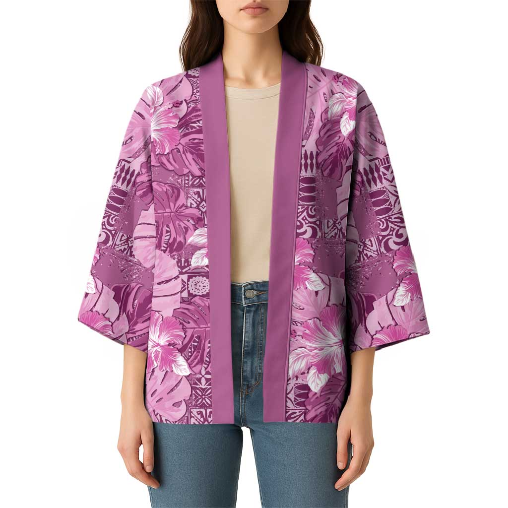 Hawaii Kimono Magenta Polynesian Monstera Patterns - Polynesian Pride