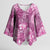 Hawaii Kimono Sleeve Blouse Magenta Polynesian Monstera Patterns - Polynesian Pride