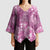 Hawaii Kimono Sleeve Blouse Magenta Polynesian Monstera Patterns - Polynesian Pride