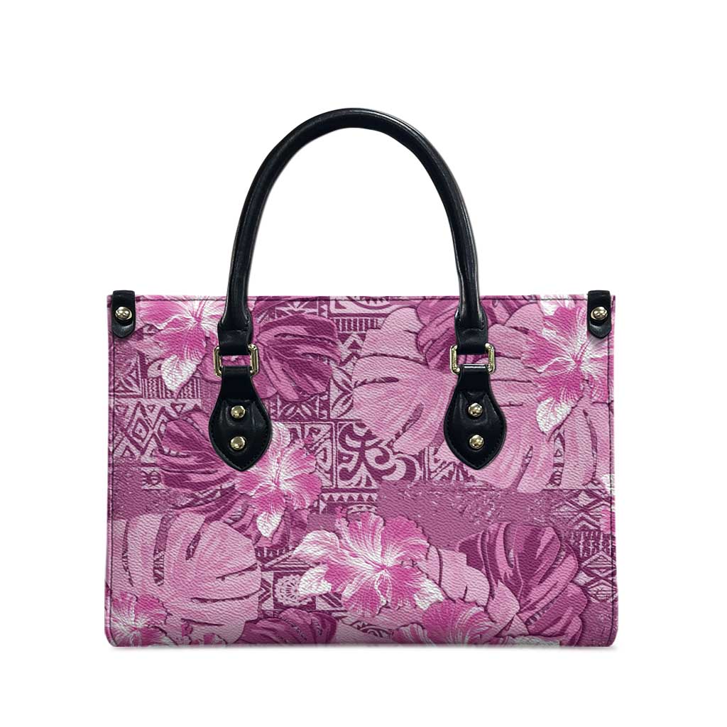 Hawaii Leather Bag Magenta Polynesian Monstera Patterns - Polynesian Pride