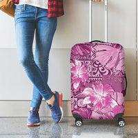 Hawaii Luggage Cover Magenta Polynesian Monstera Patterns - Polynesian Pride