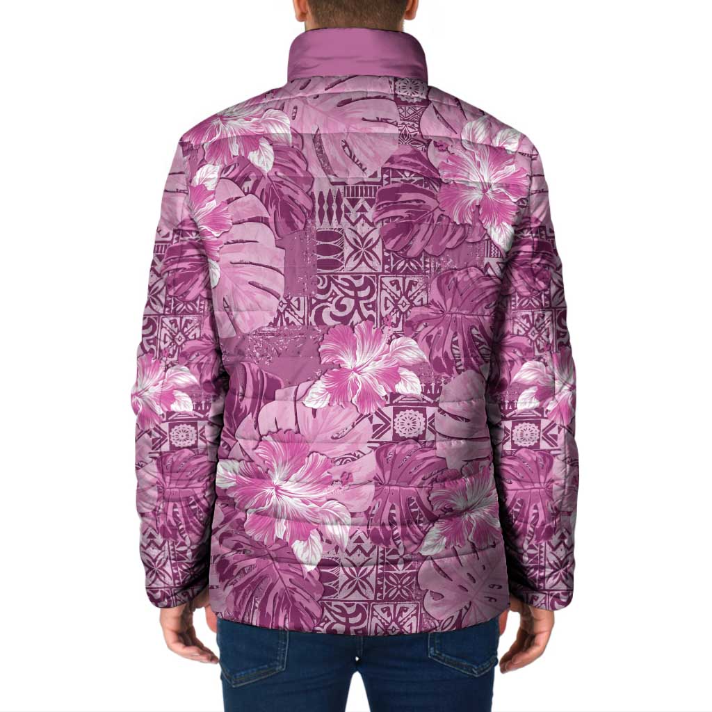 Hawaii Padded Jacket Magenta Polynesian Monstera Patterns - Polynesian Pride
