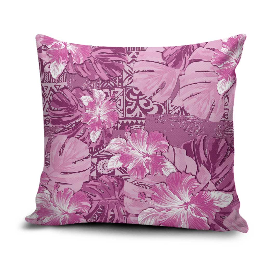 Hawaii Pillow Cover Magenta Polynesian Monstera Patterns - Polynesian Pride