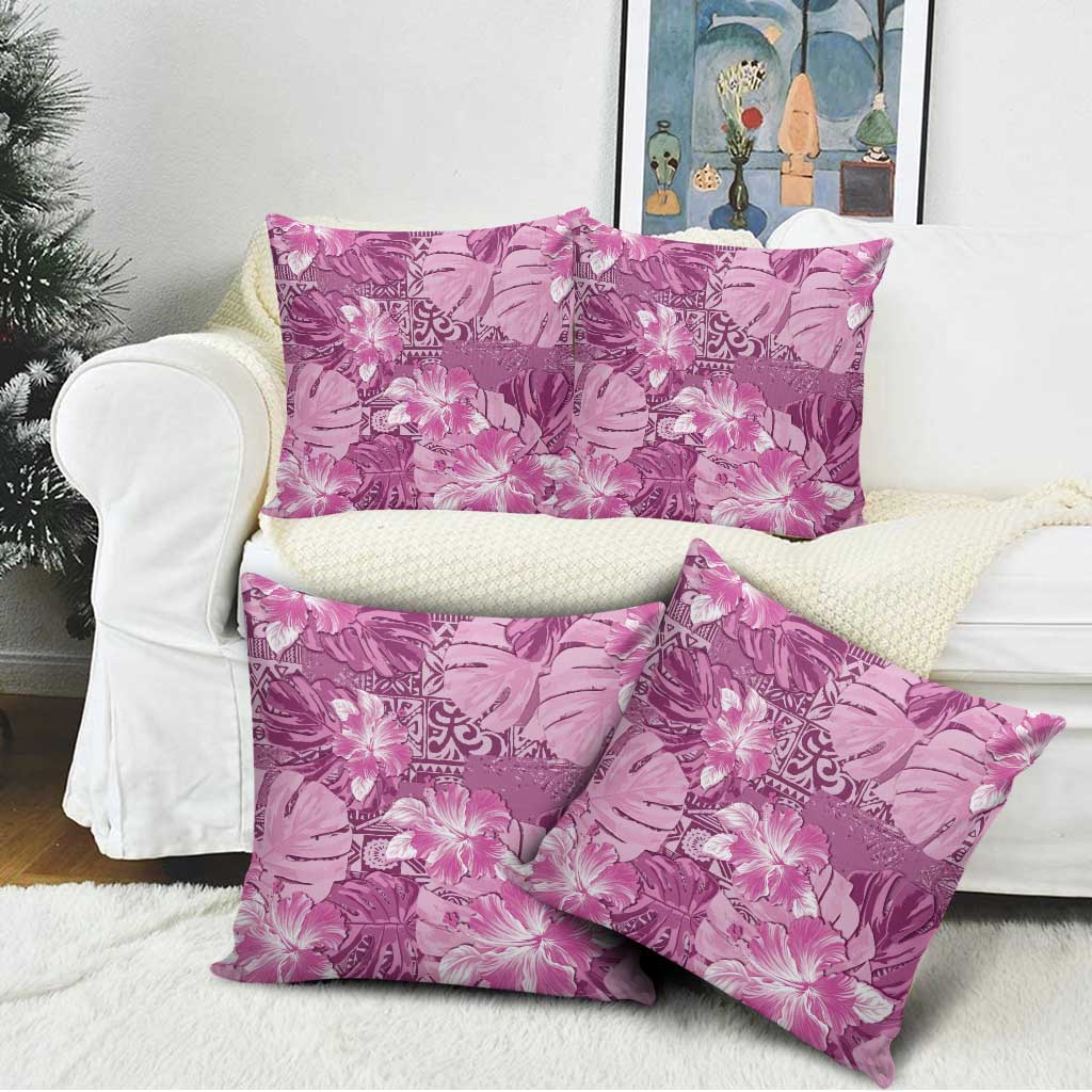 Hawaii Pillow Cover Magenta Polynesian Monstera Patterns - Polynesian Pride