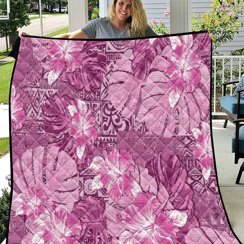 Hawaii Quilt Magenta Polynesian Monstera Patterns - Polynesian Pride