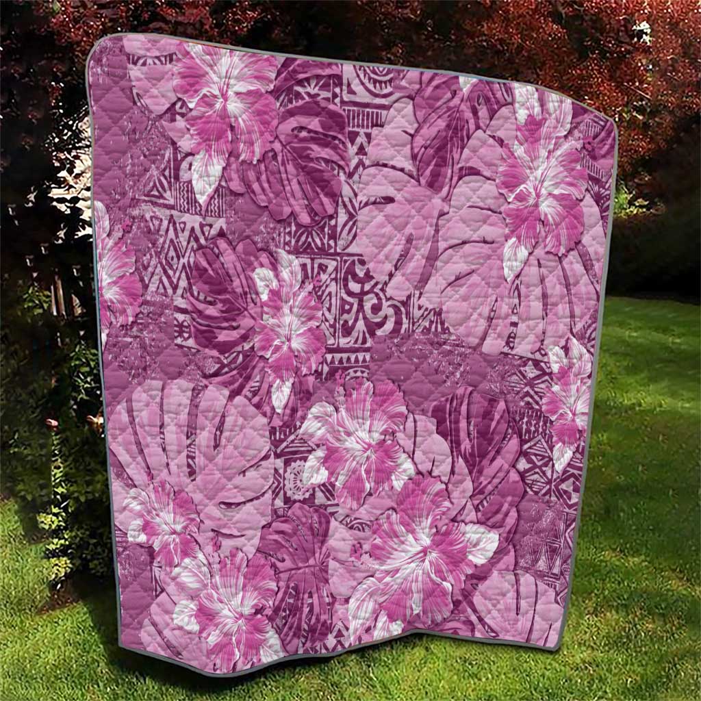 Hawaii Quilt Magenta Polynesian Monstera Patterns - Polynesian Pride