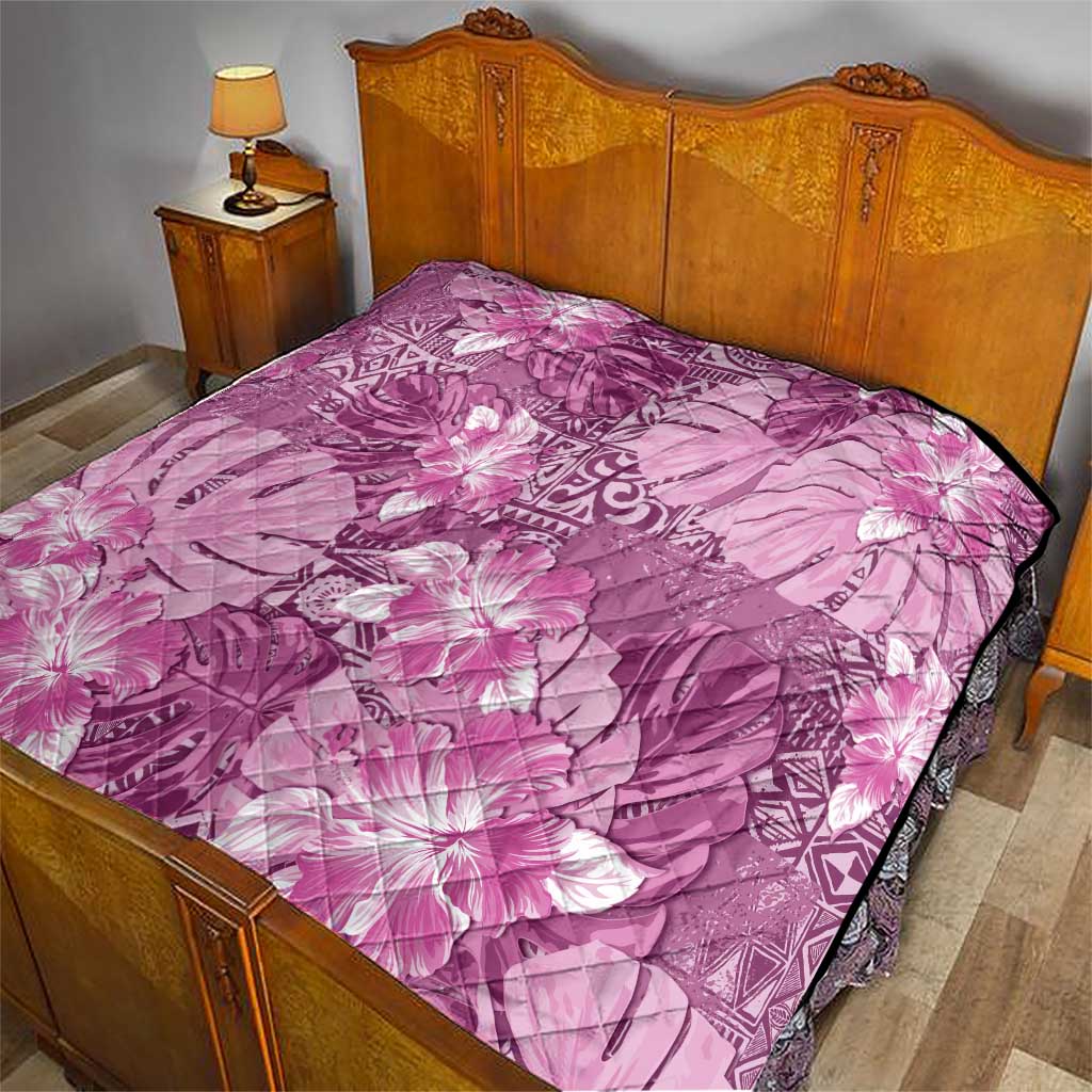 Hawaii Quilt Magenta Polynesian Monstera Patterns - Polynesian Pride