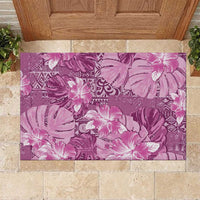 Hawaii Rubber Doormat Magenta Polynesian Monstera Patterns - Polynesian Pride