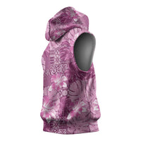 Hawaii Sleeveless Hoodie Magenta Polynesian Monstera Patterns - Polynesian Pride