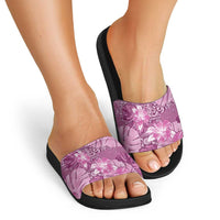 Hawaii Slide Sandals Magenta Polynesian Monstera Patterns - Polynesian Pride
