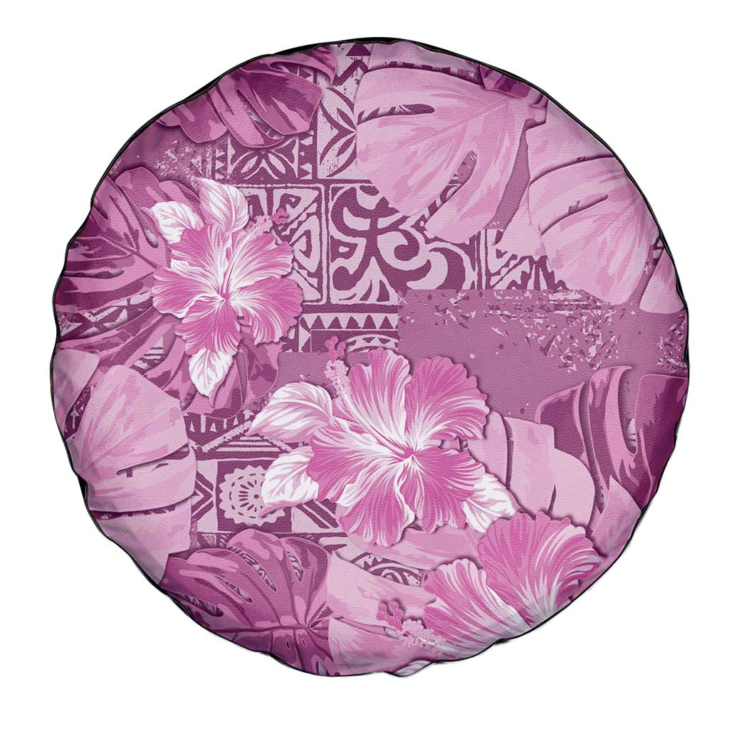 Hawaii Spare Tire Cover Magenta Polynesian Monstera Patterns - Polynesian Pride