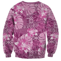 Hawaii Sweatshirt Magenta Polynesian Monstera Patterns - Polynesian Pride