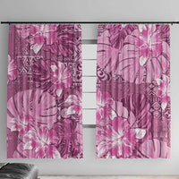Hawaii Window Curtain Magenta Polynesian Monstera Patterns - Polynesian Pride