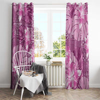 Hawaii Window Curtain Magenta Polynesian Monstera Patterns - Polynesian Pride