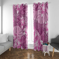 Hawaii Window Curtain Magenta Polynesian Monstera Patterns - Polynesian Pride