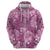 Hawaii Zip Hoodie Magenta Polynesian Monstera Patterns - Polynesian Pride