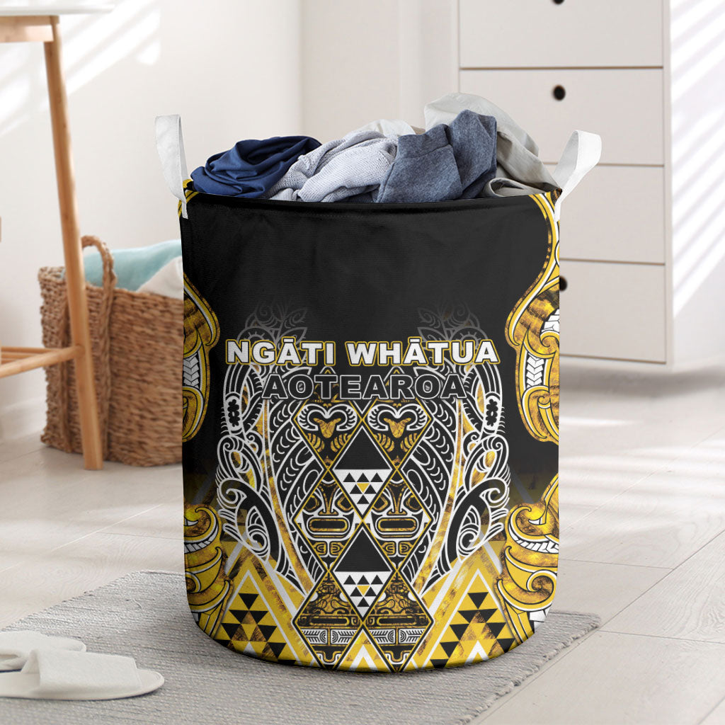 Aotearoa Ngati Whatua Laundry Basket Maori Tribal Gold Paua Shell Pattern