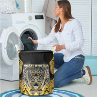Aotearoa Ngati Whatua Laundry Basket Maori Tribal Gold Paua Shell Pattern