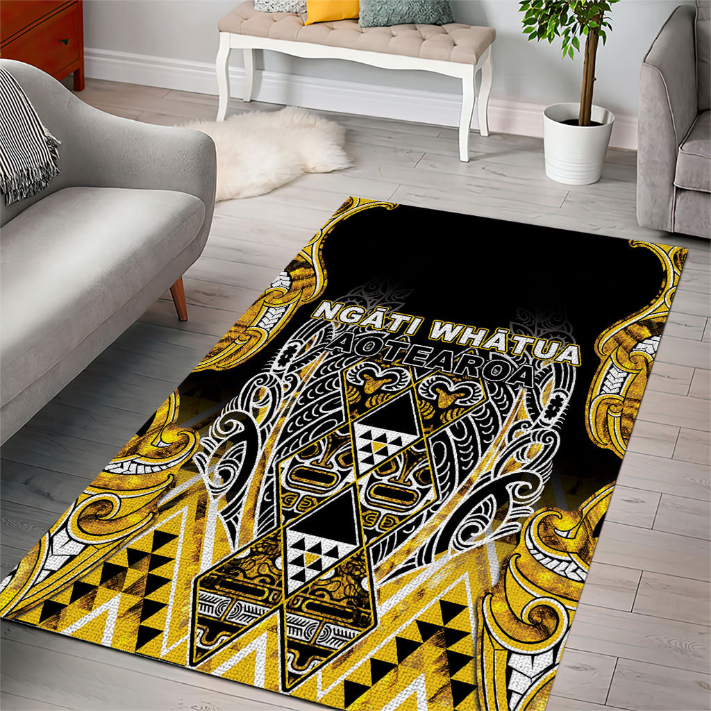 Aotearoa Ngati Whatua Area Rug Maori Tribal Gold Paua Shell Pattern