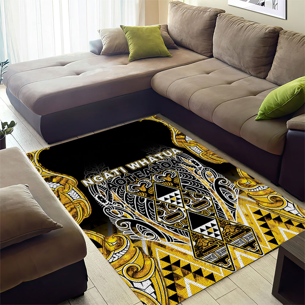 Aotearoa Ngati Whatua Area Rug Maori Tribal Gold Paua Shell Pattern