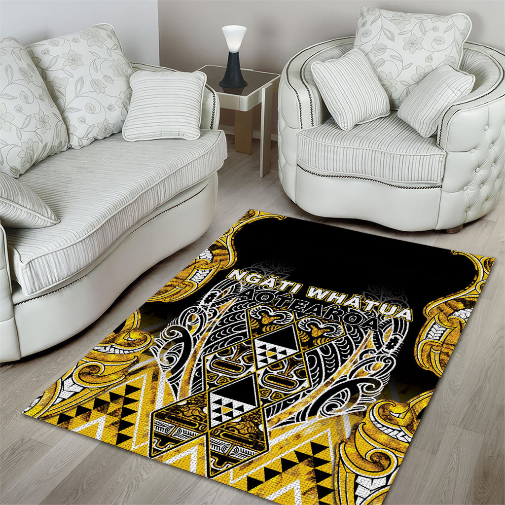 Aotearoa Ngati Whatua Area Rug Maori Tribal Gold Paua Shell Pattern