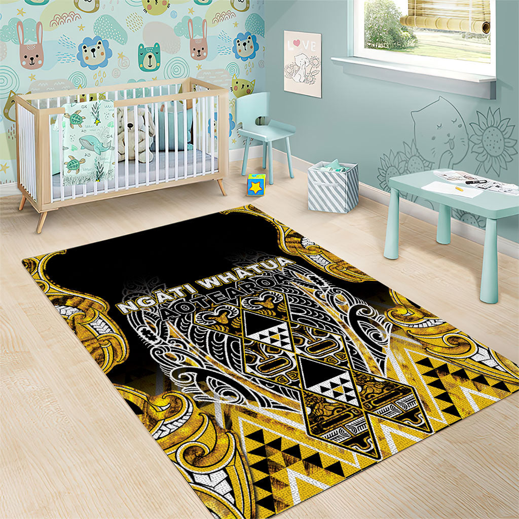 Aotearoa Ngati Whatua Area Rug Maori Tribal Gold Paua Shell Pattern