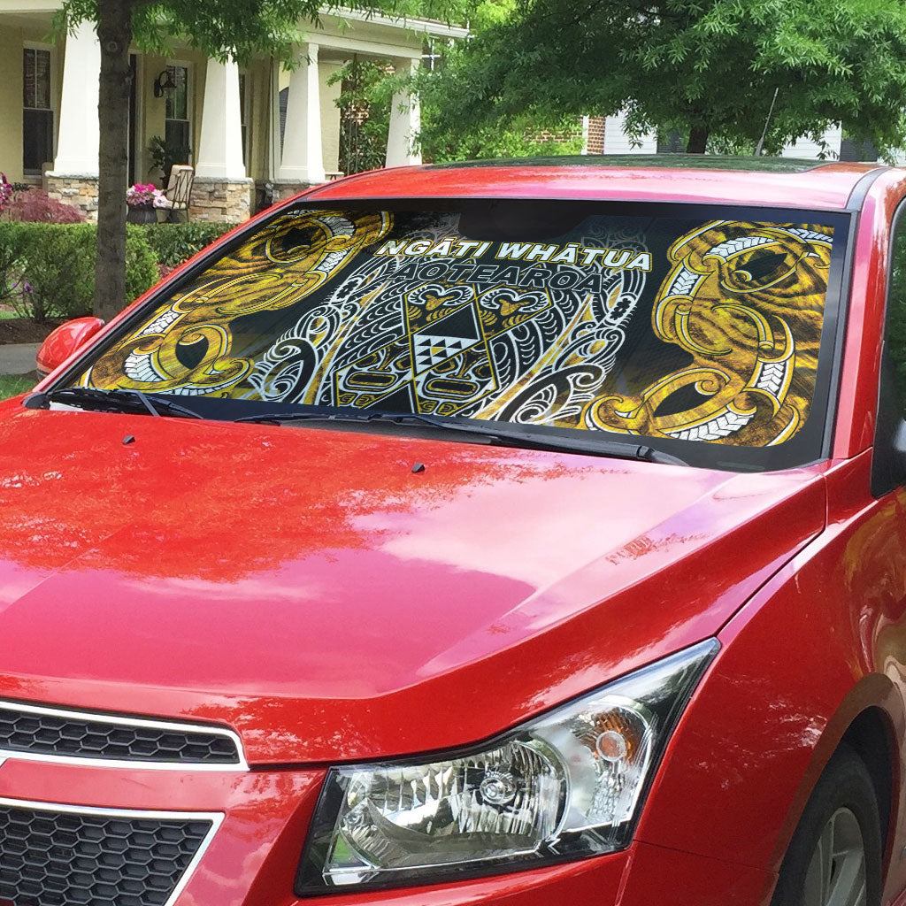 Aotearoa Ngati Whatua Auto Sun Shade Maori Tribal Gold Paua Shell Pattern