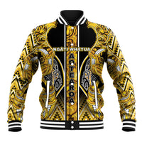 Aotearoa Ngati Whatua Baseball Jacket Maori Tribal Gold Paua Shell Pattern
