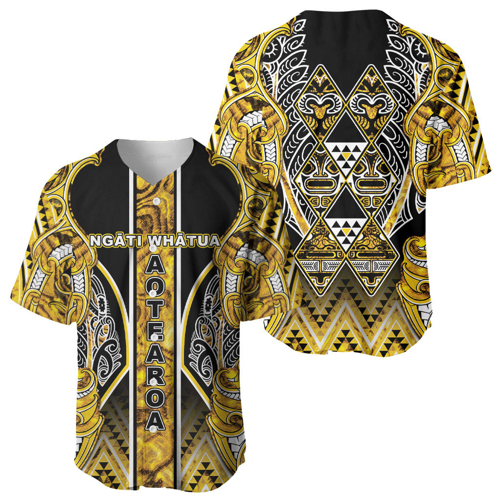 Aotearoa Ngati Whatua Baseball Jersey Maori Tribal Gold Paua Shell Pattern