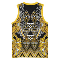 Aotearoa Ngati Whatua Basketball Jersey Maori Tribal Gold Paua Shell Pattern