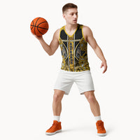 Aotearoa Ngati Whatua Basketball Jersey Maori Tribal Gold Paua Shell Pattern