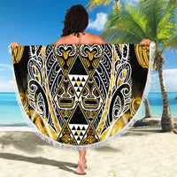 Aotearoa Ngati Whatua Beach Blanket Maori Tribal Gold Paua Shell Pattern