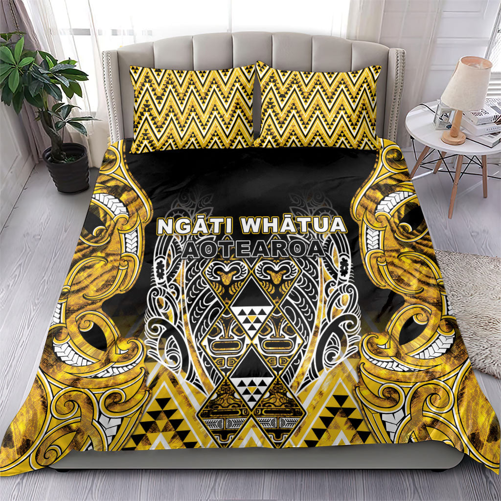 Aotearoa Ngati Whatua Bedding Set Maori Tribal Gold Paua Shell Pattern