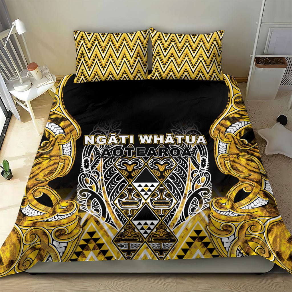Aotearoa Ngati Whatua Bedding Set Maori Tribal Gold Paua Shell Pattern