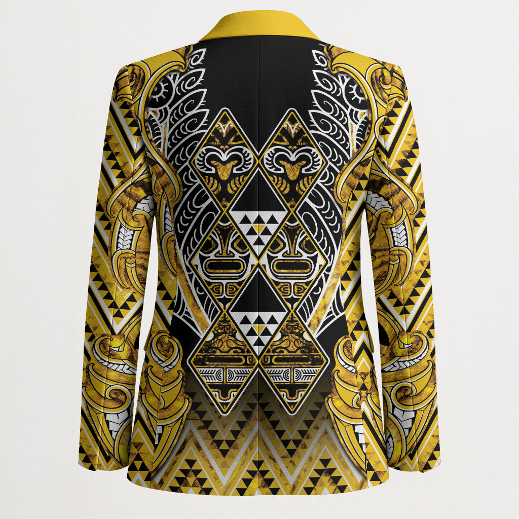 Aotearoa Ngati Whatua Blazer Maori Tribal Gold Paua Shell Pattern
