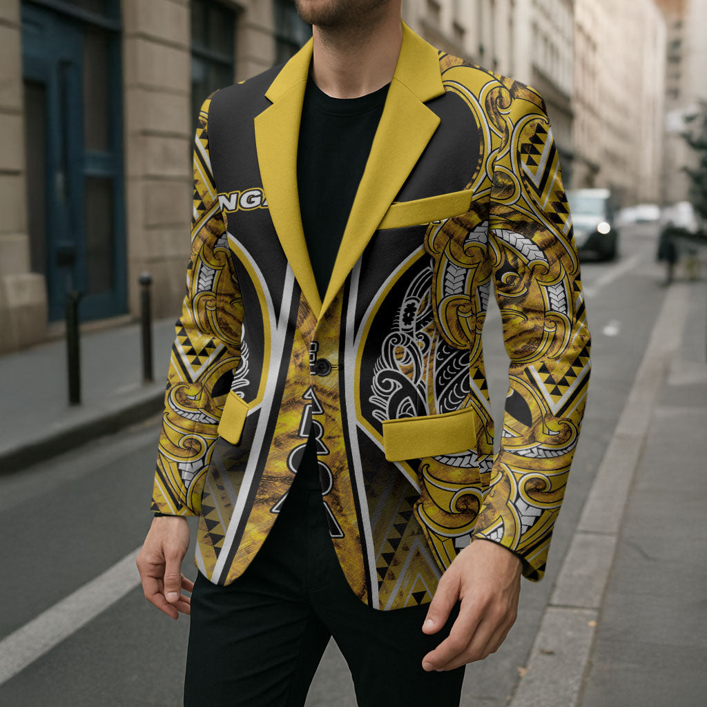 Aotearoa Ngati Whatua Blazer Maori Tribal Gold Paua Shell Pattern